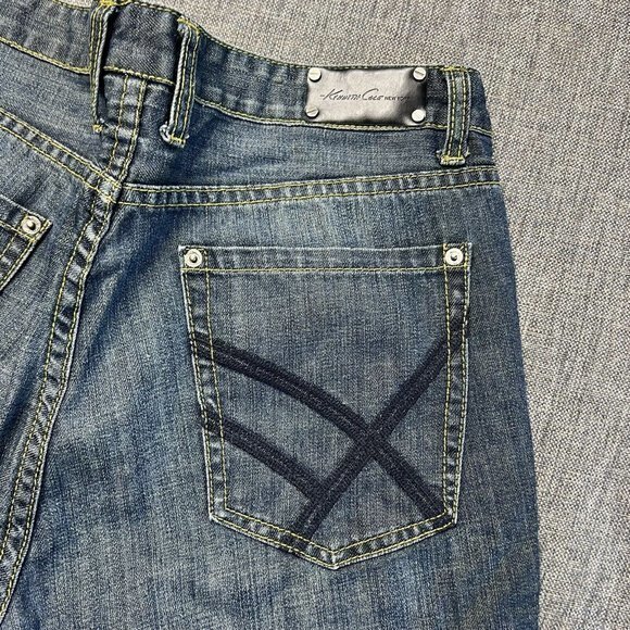 Kenneth Cole Mens Jeans 34 X 30 Embroidered Pocket‎ Straight Leg Dark Wash - Picture 1 of 10